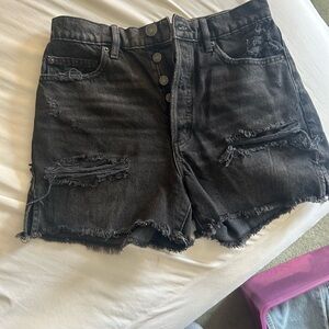 NWT vintage style Garage High-Waisted Black Distressed Jean Shorts